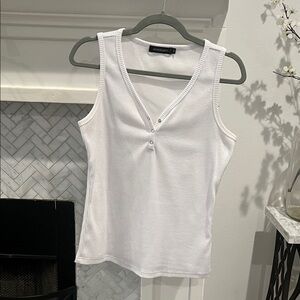 White V-Neck Ribbed Tank